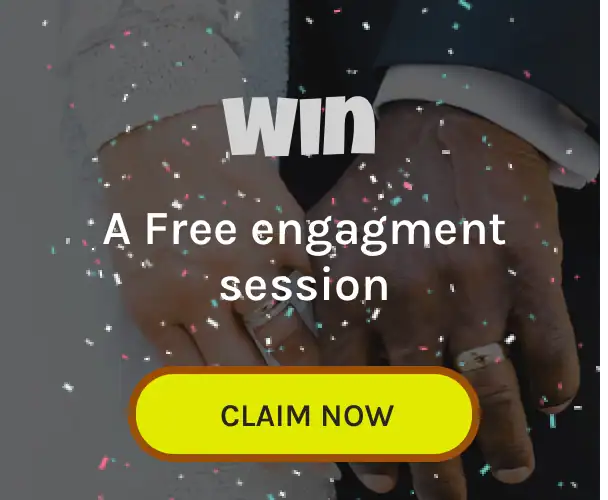 Banner with offer to win a free photography session for Wedding engagement